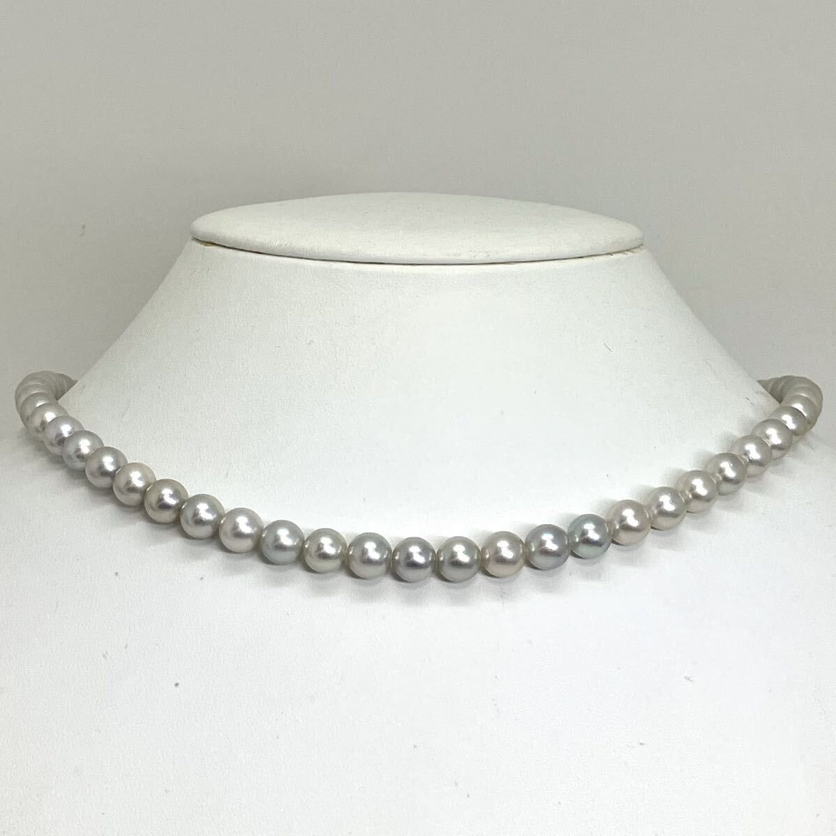 K14!!●アコヤ本真珠ネックレス●M 32.8g 44.0cm 7.0-7.5mm珠 パール pearl necklaces silver ジュエリー EA5/EB0_画像2