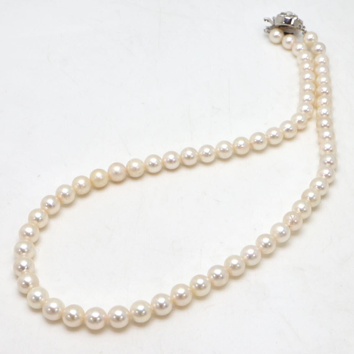 ●アコヤ本真珠ネックレス●M 30.2g 45cm 6.5-7.0mm珠 パール pearl necklaces silver ジュエリー DE0/DE0_画像7