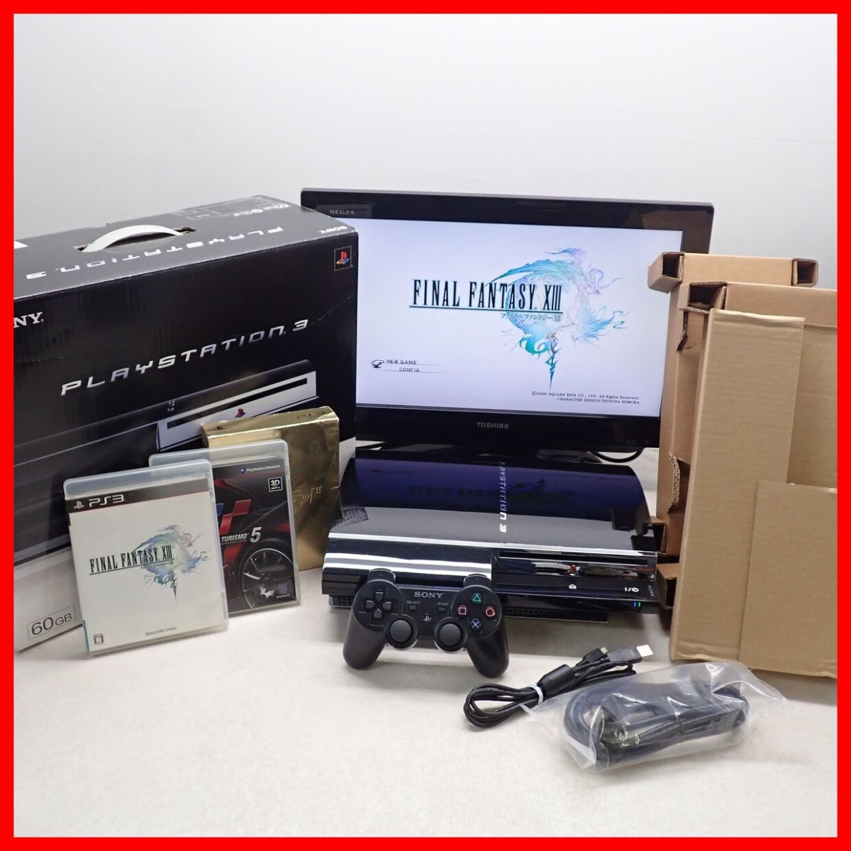 1円〜 動作品 PS3 プレステ3 本体 CECHA00 60GB + ファイナルファンタジー XIII 等 ソフト3本 まとめてセット SONY ソニー 箱付【20