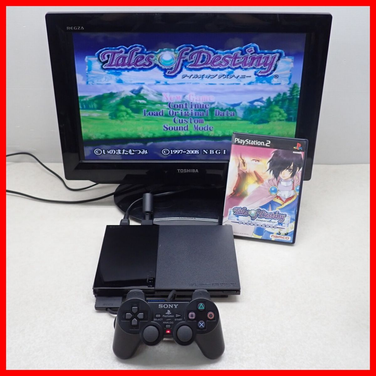 動作品 PS2 プレステ2 薄型 本体 SCPH-90000 チャコール・ブラック + テイルズ オブ ディスティニー ディレクターズカット セット 【10_画像1