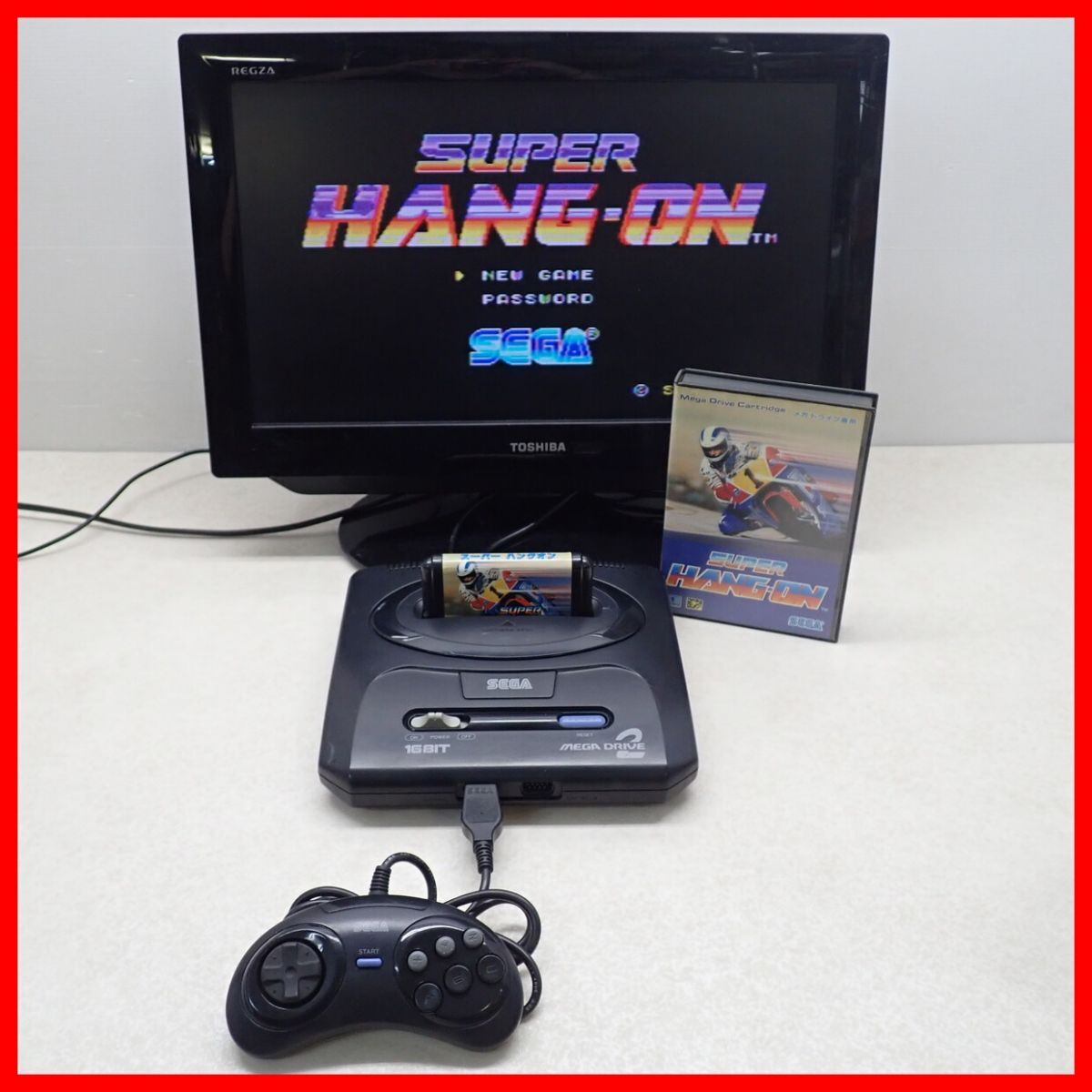 動作品 MD メガドライブ2 本体 HAA-2502 + SUPER HANG-ON スーパーハングオン まとめてセット SEGA セガ MEGA DRIVE2【20の画像1