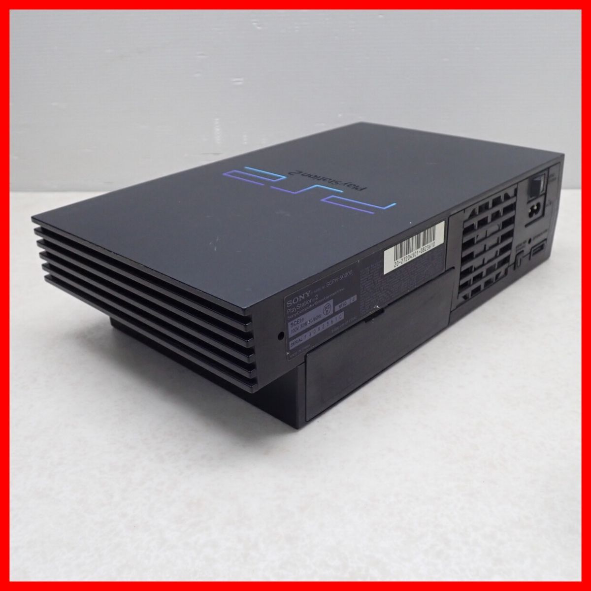 動作品 PS2 プレステ2 本体 SCPH-50000 ミッドナイト・ブラック + 縦置きスタンド + ソフト3本 まとめてセット SONY ソニー 箱付【20_画像8