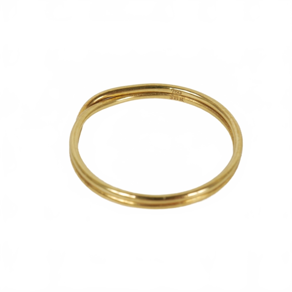 シハラ SHIHARA DOUBLE RING 0.9 ダブルリング 指輪 7号 K18イエローゴールド レディース_画像4