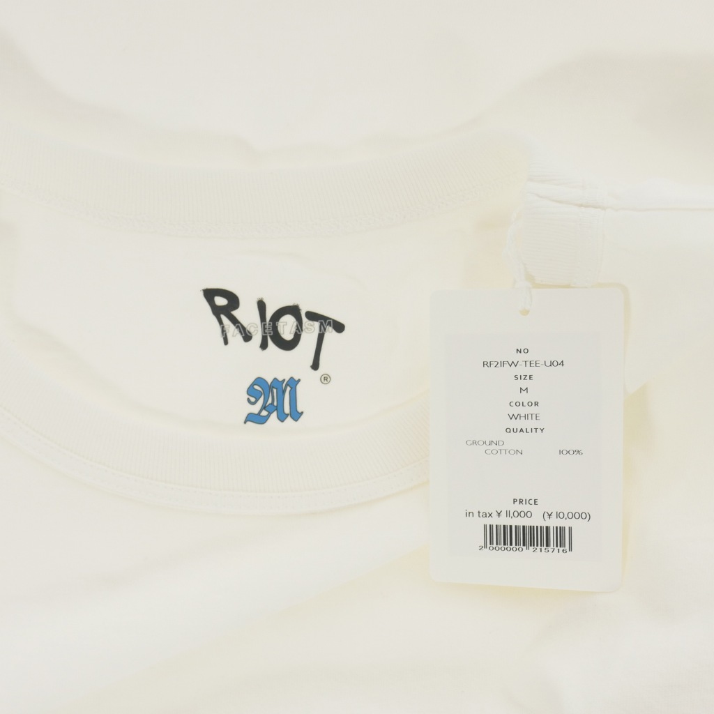 未使用品 ライオットファセッタズム RIOT FACETASM 21AW ロゴプリント Tシャツ カットソー 半袖 M 白 ホワイト RF21FW-TEE-U04 メンズの画像6