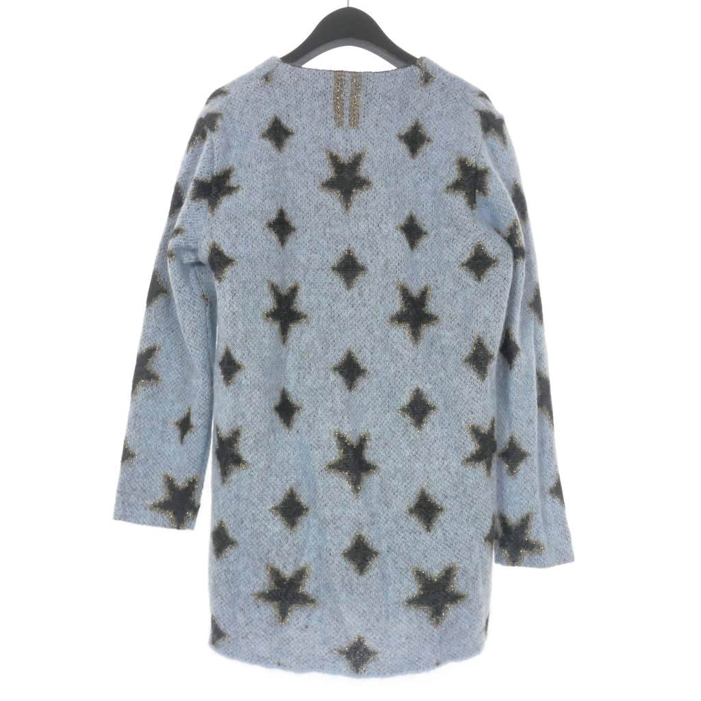  sun rolan Paris SAINT LAURENT PARIS star pattern mo hair knitted cardigan sweater long sleeve XS light blue / black 334094 domestic regular reti
