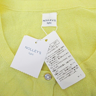  unused goods Nolley's Nolley\'s Light light tag attaching close year of model 14G heaven . crew neck cardigan knitted long sleeve yellow color 38 0318 #SH