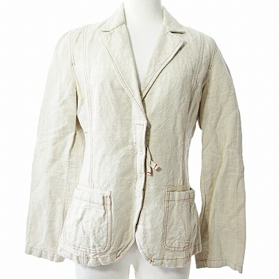  cotton Zip up tailored jacket blaser beige 40 0321 lady's 