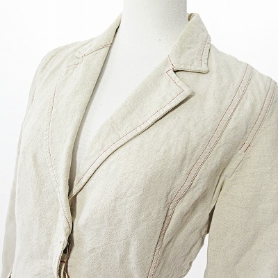  cotton Zip up tailored jacket blaser beige 40 0321 lady's 