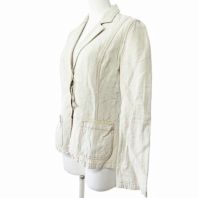  cotton Zip up tailored jacket blaser beige 40 0321 lady's 