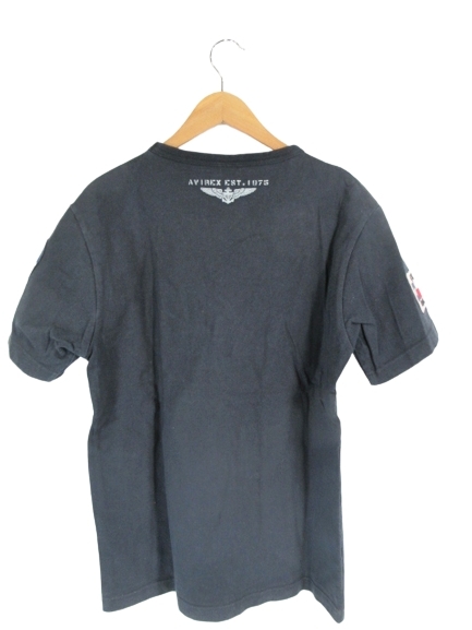 アヴィレックス AVIREX Tシャツ 半袖 クルーネック ワッペン ロゴ 黒 M QQQ　 メンズ_画像2