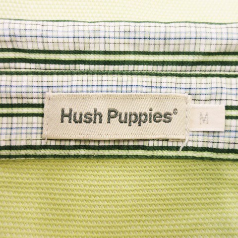 ハッシュパピー Hush Puppies ポロシャツ ホリゾンタルカラー 鹿の子 半袖 切替 ワンポイント ロゴ 刺繍 犬 M 黄緑 マスカット /CK12_画像6