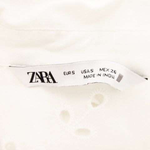 ザラ ZARA シャツ 総レース 長袖 コットン シアー カットワーク アイレットレース 刺繍 S 白 ホワイト /CK13 ☆ レディース_画像6