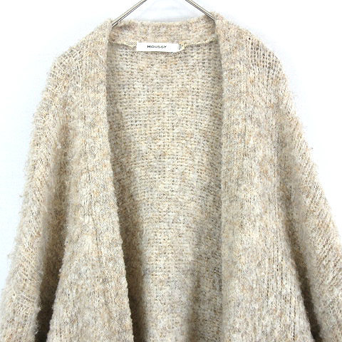  Moussy moussy wool . knitted long cardigan beige group F lady's 