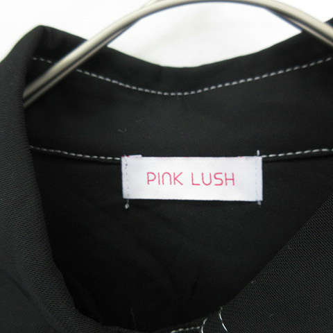 ピンクラッシュ PINK LUSH ステッチ 膝丈 ステッチ フレア ワンピース 長袖 黒 ブラック レディース_画像3