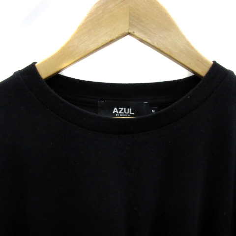 アズールバイマウジー AZUL by moussy Tシャツ カットソー 長袖 ラウンドネック 無地 オーバーサイズ M 黒 ブラック /YS31 ■MO メンズ_画像3