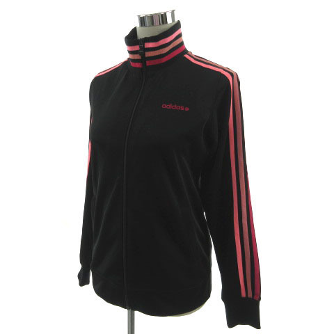  Adidas Neo adidas neo jacket jersey stand-up collar Logo embroidery Zip up 3ps.@ line black black red red pink L