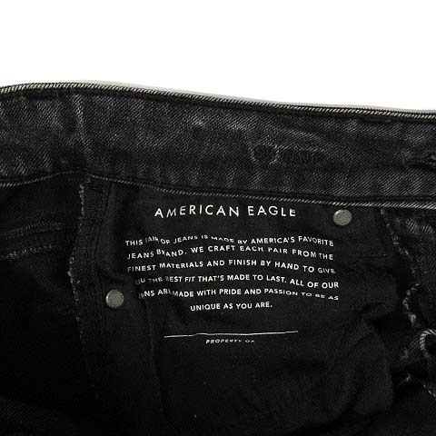 アメリカンイーグル AMERICAN EAGLE FLEX ダメージ加工 デニム パンツ スリム テーパード ストレッチ ジーンズ ブラック 黒 26 レディース_画像4