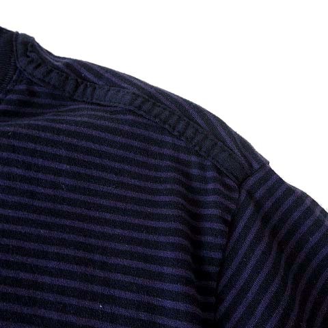 タカヒロミヤシタザソロイスト TAKAHIRO MIYASHITA The Soloist. Tシャツ カットソー ボーダー柄 モックネック 半袖 M 46 黒 紫の画像5