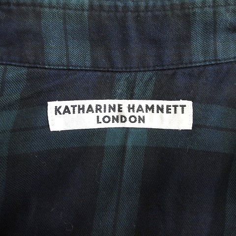  Katharine Hamnett KATHARINE HAMNETT рубашка в ковбойском стиле длинный рукав кнопка-застежка . карман проверка зеленый зеленый M #SM1 мужской 