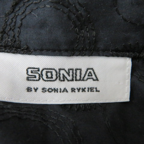 ソニア ソニアリキエル SONIA SONIA RYKIEL シャツ ブラウス 長袖 ロング丈 総柄 40 黒 ブラック /YK28 レディース_画像4