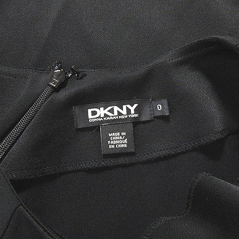 ダナキャランニューヨーク DKNY ワンピース ロング アシメ 切替 長袖 サック 黒 ブラック 0 レディース_画像4