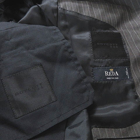  Boycott BOYCOTT suit setup tailored jacket slacks pants pinstripe wool 2B single SUPER120 gray 2