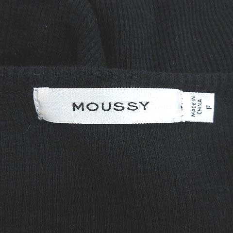  Moussy moussy knitted cardigan . minute sleeve rib V neck frill F black black /CT lady's 