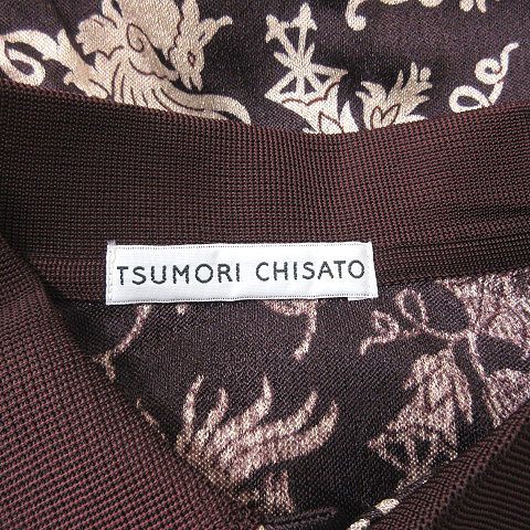 ツモリチサト TSUMORI CHISATO カットソー 七分袖 総柄 M 茶 ブラウン ベージュ /YI ■MO レディース_画像6