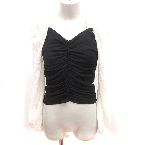 Jurrkle;pm cut and sewn square neck long sleeve black black white white /RT lady's 