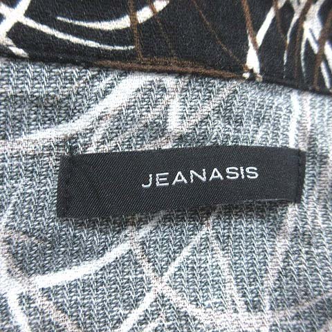 ジーナシス JEANASIS シャツ 五分袖 オープンカラー 総柄 F 黒 ブラック /CT レディース_画像6