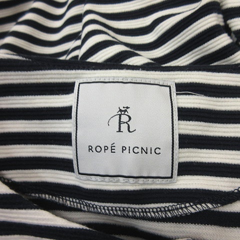ロペピクニック ROPE Picnic ノーカラージャケット ボーダー 38 白 ホワイト 黒 ブラック /YI レディース_画像6
