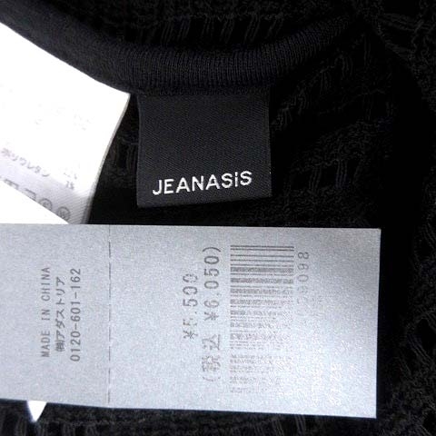 未使用品 ジーナシス JEANASIS カットソー チュニック丈 メッシュ 七分袖 F 黒 ブラック /YK レディースの画像5