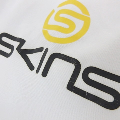 スキンズ SKINS スポーツ シャツ Tシャツ 長袖 Vネック プリント アイボリー 白 ホワイト S メンズ_画像8