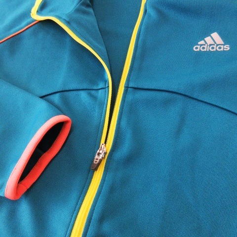  Adidas adidas jacket jersey Zip up stand-up collar long sleeve stretch Logo line colorful sport large size OT green 