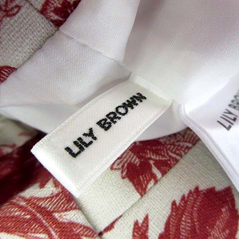未使用品 リリーブラウン Lily Brown 22SS フラワージュイパターン ロングスカート リネン マキシスカート S 0 赤 レッド 美品_画像6