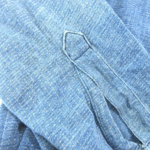 ダブルアールエル RRL ウォバッシュストライプ ヘンリーネック Tシャツ 長袖 カットソー 薄手 Sサイズ 青 ブルー ■U90 メンズ_画像7