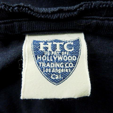 エイチティーシー HTC VネックTシャツ 半袖 ダメージ加工 ガールプリント カットソー S 紺 ネイビー IBO49 メンズ_画像5