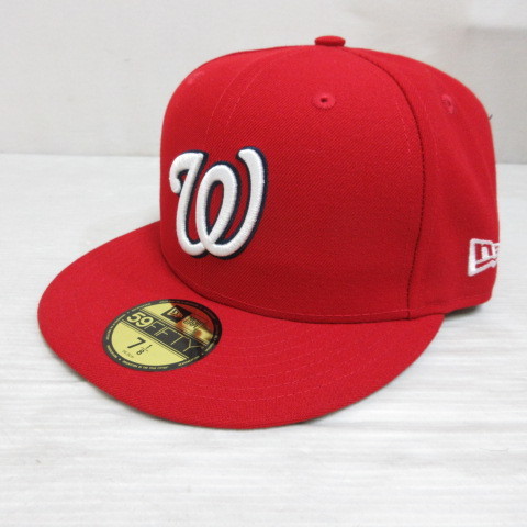 未使用品 ニューエラ NEW ERA 59FIFTY 5950 MLB ワシントン ナショナルズ ベースボール キャップ 帽子 7 1/8 56.8cm 赤 レッド 正規品_画像1