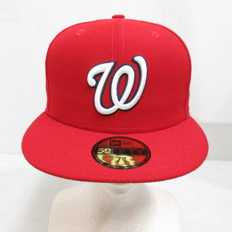未使用品 ニューエラ NEW ERA 59FIFTY 5950 MLB ワシントン ナショナルズ ベースボール キャップ 帽子 7 1/8 56.8cm 赤 レッド 正規品_画像2