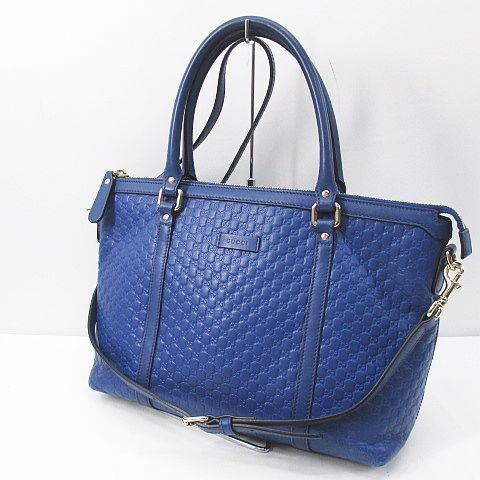 グッチ GUCCI 2WAYショルダーバッグ マイクログッチ シマ レザー ブルー 449656 525040 イタリア製 レディース_画像1