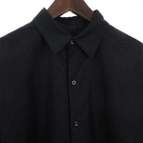 ハレ HARE フラワー刺繍 レギュラーカラー シャツ 五分袖 黒 ブラック S メンズ_画像7