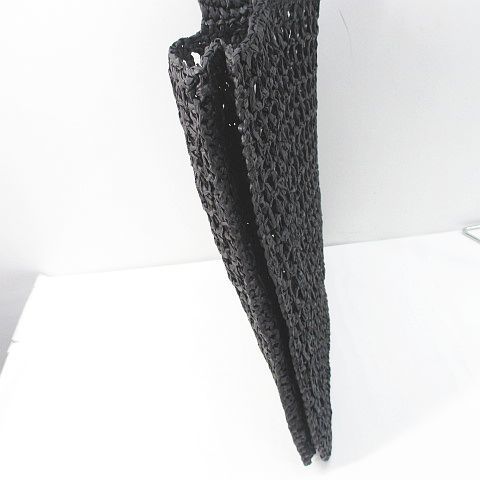 未使用品 インゲボルグ INGEBORG トートバッグ 編み フラワーモチーフブラック 黒系 ペーパー素材 レディース_画像3