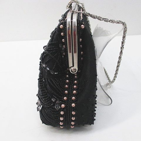  Michel Klein MICHEL KLEIN party bag chain beads rhinestone black black series lady's 