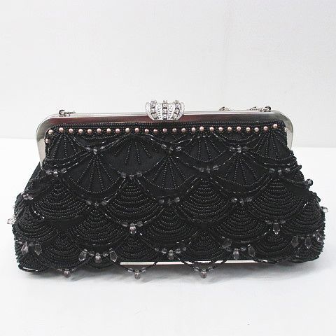  Michel Klein MICHEL KLEIN party bag chain beads rhinestone black black series lady's 