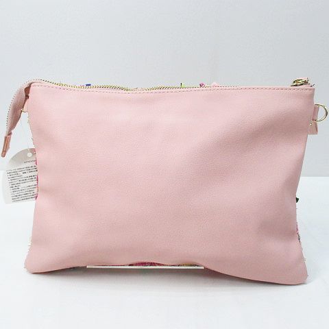  unused goods CLEA Crea clutch bag biju- flower stitch tweed Pink Lady -s