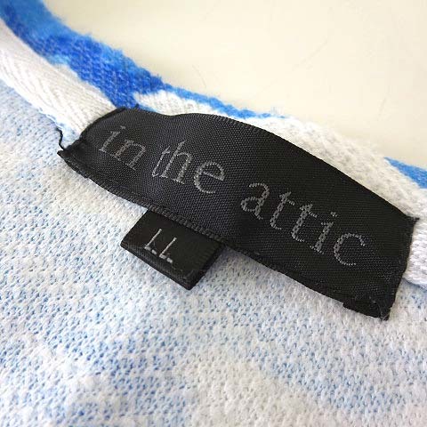 インジアティック In The Attic Tシャツ グラデーション 総柄 Vネック 半袖 LL 白 ホワイト 青 ブルー 大きいサイズ メンズ_画像4