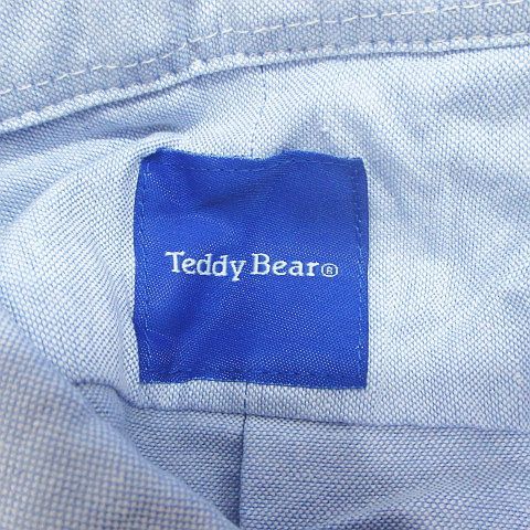 Teddy Bear 半袖 ボタンダウン シャツ 4 水色系 ライトブルー ポケット 綿 コットン ロゴマーク メンズ_画像3