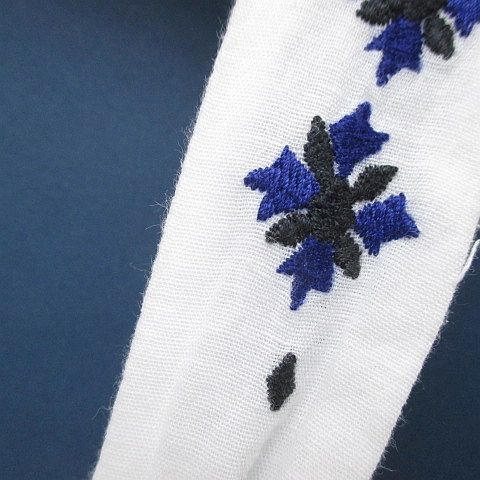 マカフィー MACPHEE トゥモローランド 花柄 フラワー 半袖 カットソー オフショルダー 麻 リネン 36 ホワイト 刺繍 シースルー 透け感 綿の画像5