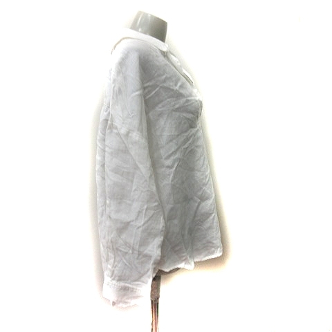 ナノベース nano BASE シャツ ブラウス プルオーバー オープンカラー 長袖 麻 リネン F 白 ホワイト /YI レディース_画像5