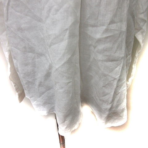 ナノベース nano BASE シャツ ブラウス プルオーバー オープンカラー 長袖 麻 リネン F 白 ホワイト /YI レディース_画像3